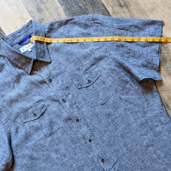 Teddy Stratford Shirt Short Sleeve Gray Linen - Picture 5 of 6